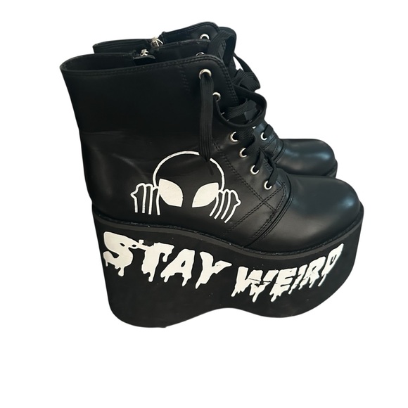 Hot Topic Shoes - Hot Topic “Stay Weird” Platform Boots – Women’s Size 9